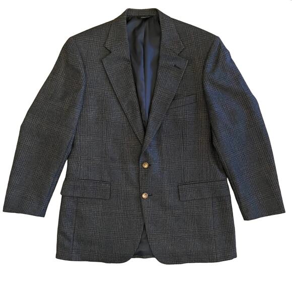 Vintage Chaps Ralph Lauren Wool Blazer Mens 42L Houndstooth Glen Plaid Tweed USA - Picture 1 of 16
